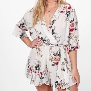 Boohoo Ruffle Hem Floral Romper